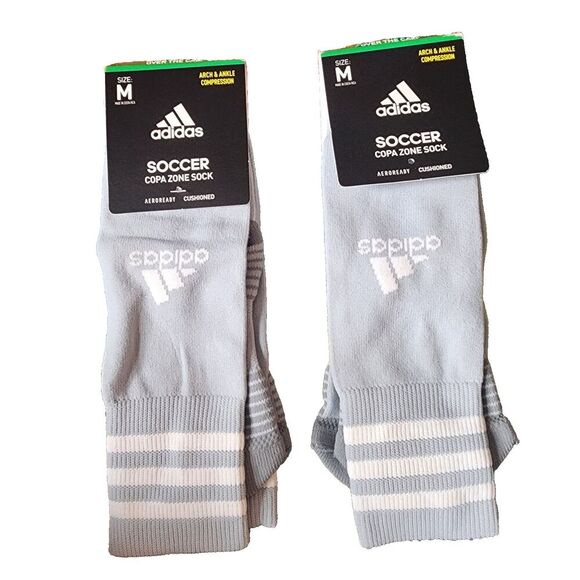 Adidas 2 Pack Soccer Copa Zone Cushion IV Socks Medium Youth/Men/Women Gray - Picture 1 of 4